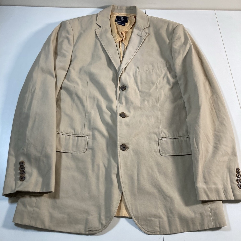 J.CREW Blazer 42L Beige Suit‎ Jacket Coat Aldridge Preppy 12467